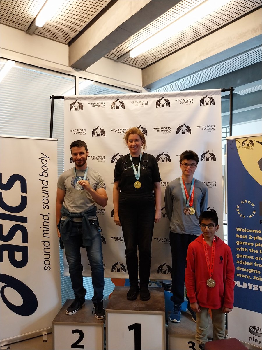 From today's Mind Sports Olympiad <a href="/mindsportsolymp/">Mind Sports Olympiad</a> <a href="/dogearedgames/">DogEared Games</a>, I'm the new 🟥🟧🟨🟩🟦🟪Colour Chess ♟️♟️♟️World Champion!! 🟥🟧🟨🟩🟦🟪 Congratulations also to Vasil Georgiev (Silver), Caleb and Aditya (Junior Gold and Silver)