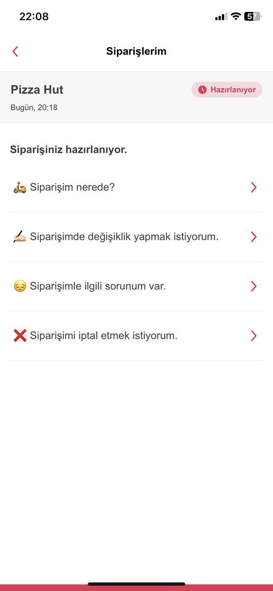 GOKSALSULU's tweet photo. @yemeksepeti @pizzahut Saat 22:08 hazırlanıyo yazıyo https://t.co/IEx0bmPuyU
