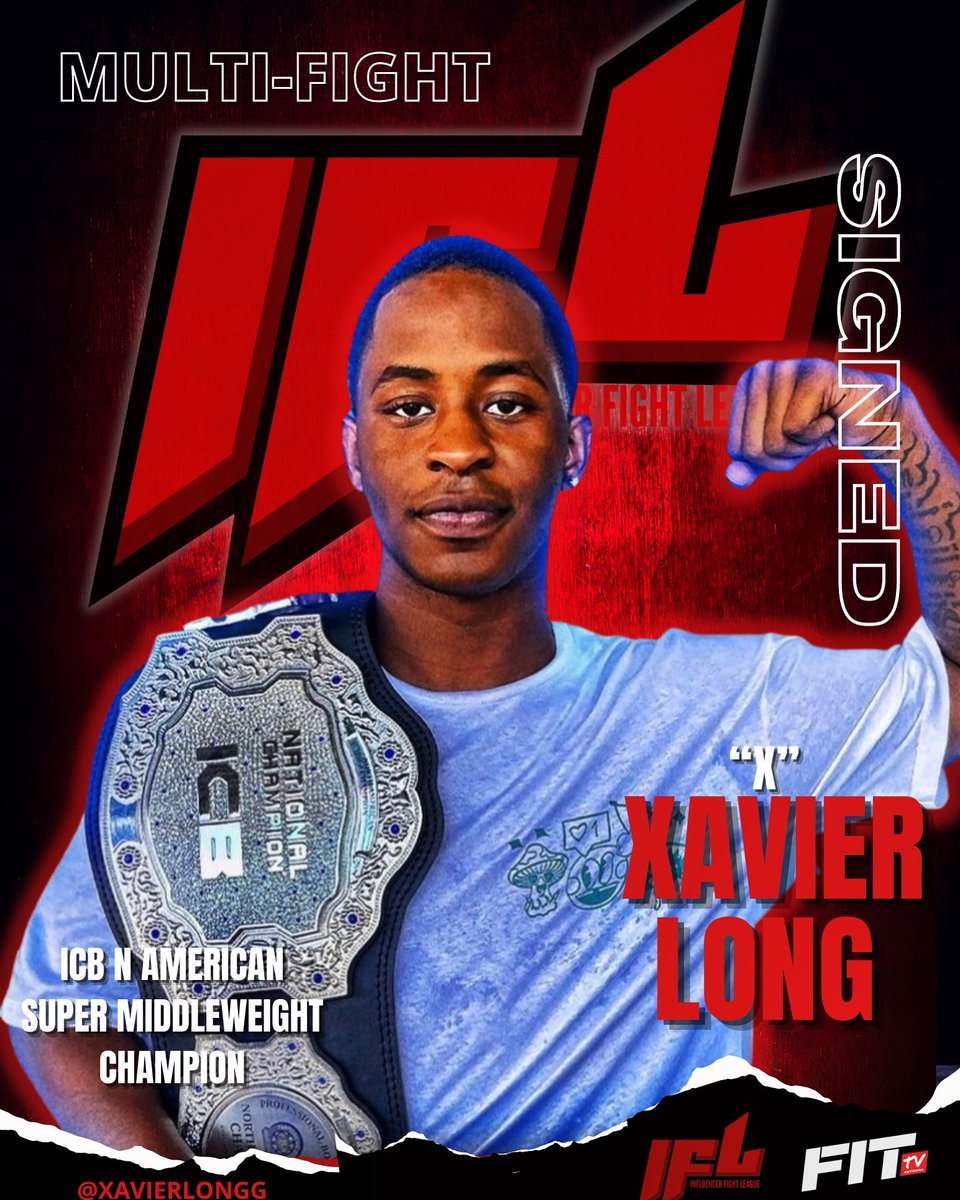 theiflofficial's tweet photo. 🚨ANNOUNCEMENT 🚨
The NEW ICB N American Super Middleweight Champion #xavierlong signed to a multi-Fight deal with IFL. Welcome aboard champ 🤝
#influencerfightleague #ifl #combatsportsentertainment #boxing #influencerboxing #crossoverboxing #sports #entertainment https://t.co/txpKjl1TTA