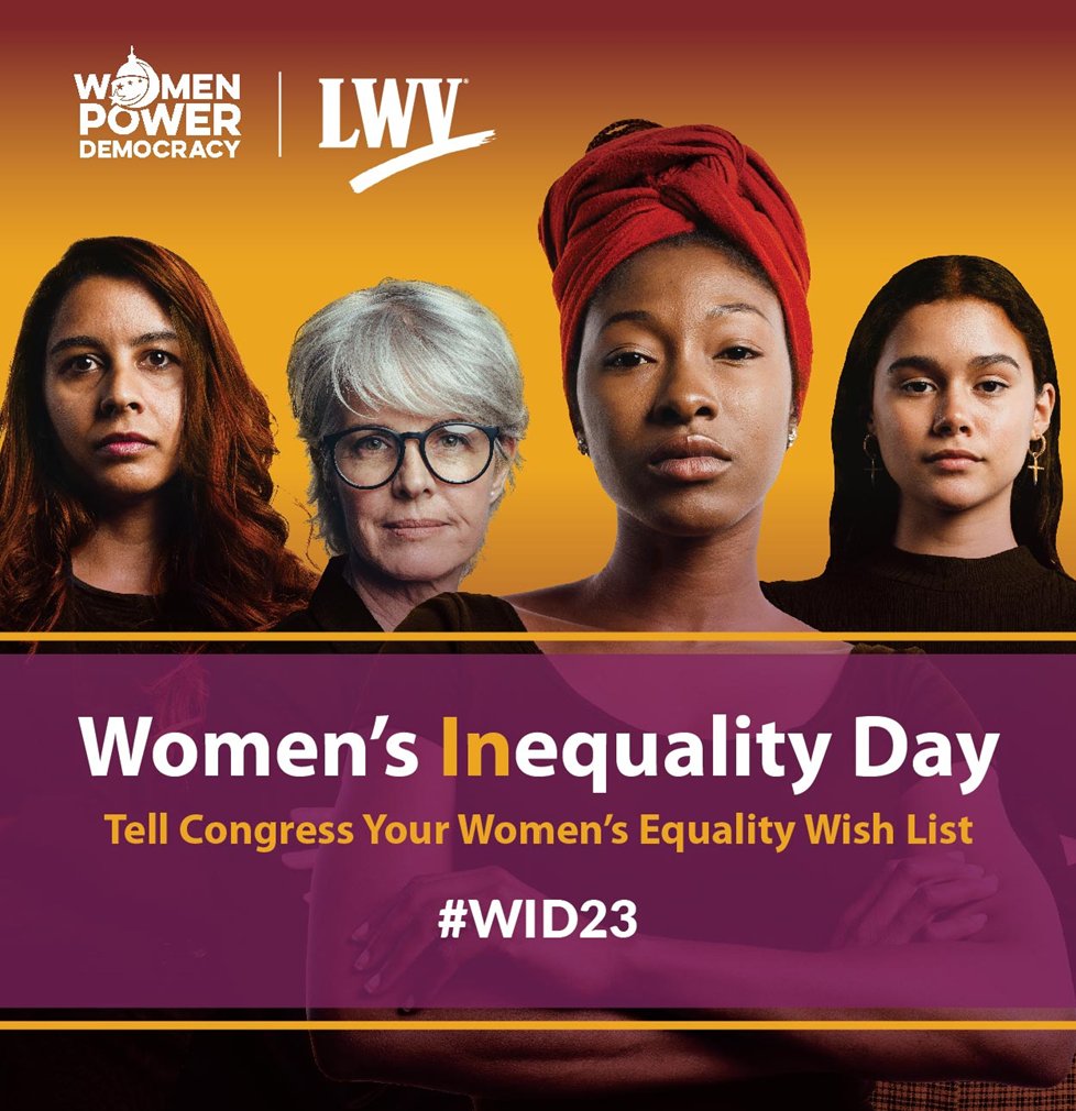 Yesterday (8/26) was Women's Equality Day. However, women in the U.S. continue to have unequal rights, which is why the LWV US has created a petition to promote women's equality. Sign here: lwv.org/WID23