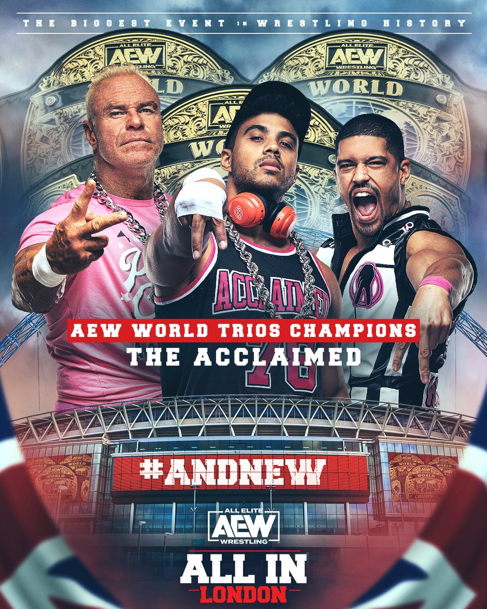 #ANDNEW #AEW World Trios Champions The Acclaimed & “Bad Ass” Billy Gunn! @PlatinumMax | @bowens_official | @realbillygunn