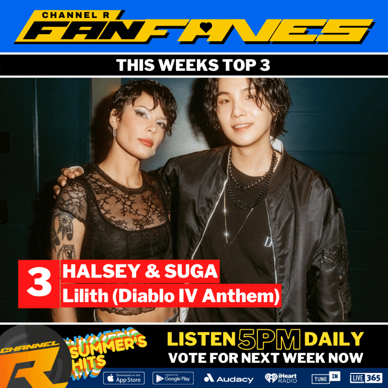 channelrradio's tweet photo. 👍'Love Me Again' by #V is the #1 Fan Fave Of The Week for a 2nd week on #ChannelRFanFaves!

It will continue to play 3X daily ALL week.

#Jimin was #2 &amp; #Halsey + #SUGA #3, unchanged from last week.

Voting is now OPEN for next week on our website &amp; app: https://t.co/toJFlQebP4