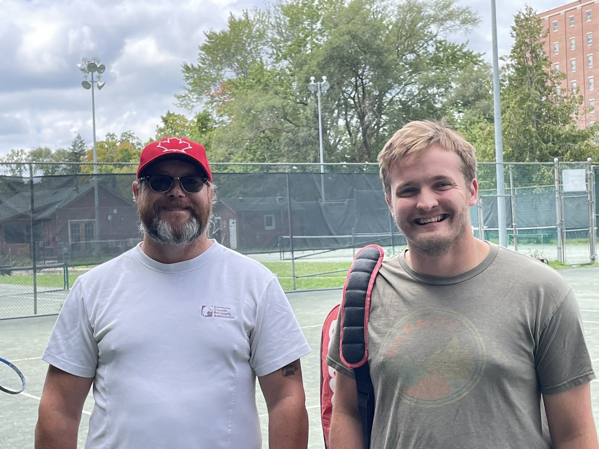 Dickie and Matt working up a singles sweat on this gorgeous Sunday morning #Qptennis #tennis #ptbo
