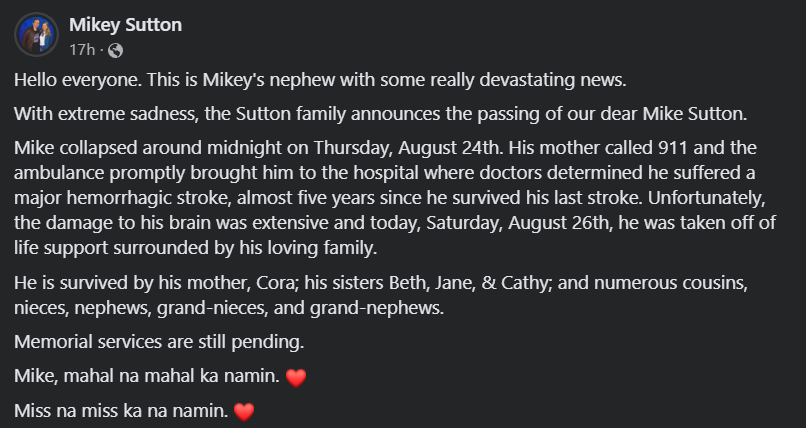 GeekosityMag's tweet photo. Mikey has passed away. I'm kind of in shock right now and don't know what to say so I'll let the family speak. They have started a GoFundMe all received funds will contribute towards covering expenses related to Mikey's passing. https://t.co/IQfUpJUJyp

He will be missed.

-James https://t.co/mYaFkMsVzH