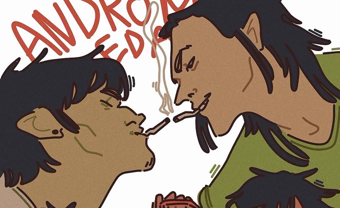 Punching the air I want to post my acedoc art to that stupid I think I need someone older song but nobody will get it because this whole au only exists in my head 