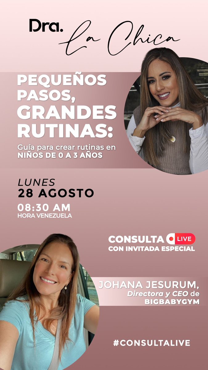 dralachica's tweet photo. 🎉 ¡Únete a nosotras en nuestra próxima sesión de #ConsultaLive! 🌟 Nos sumergimos en el maravilloso mundo del desarrollo infantil.

Fecha: Lunes, 28 de Agosto 
Hora: 08:30 AM 
Invitada: Johana Jerusum 

Por mi Instagram @dralachica https://t.co/XZIUQdv5ZW
