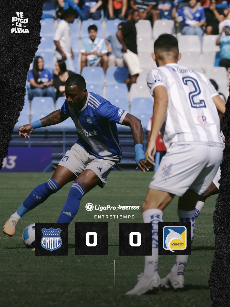 #TeDigoLaPlena | #LigaProBet593 🇪🇨 

Entretiempo
<a href="/CSEmelec/">Club Sport Emelec</a> 0️⃣-0️⃣ <a href="/DelfinSC/">Delfín Sporting Club</a>

Sin goles la primera mitad en el George Capwell entre Emelec y Delfín. El conjunto azul solo le sirve la victoria para salir de la zona de abajo.