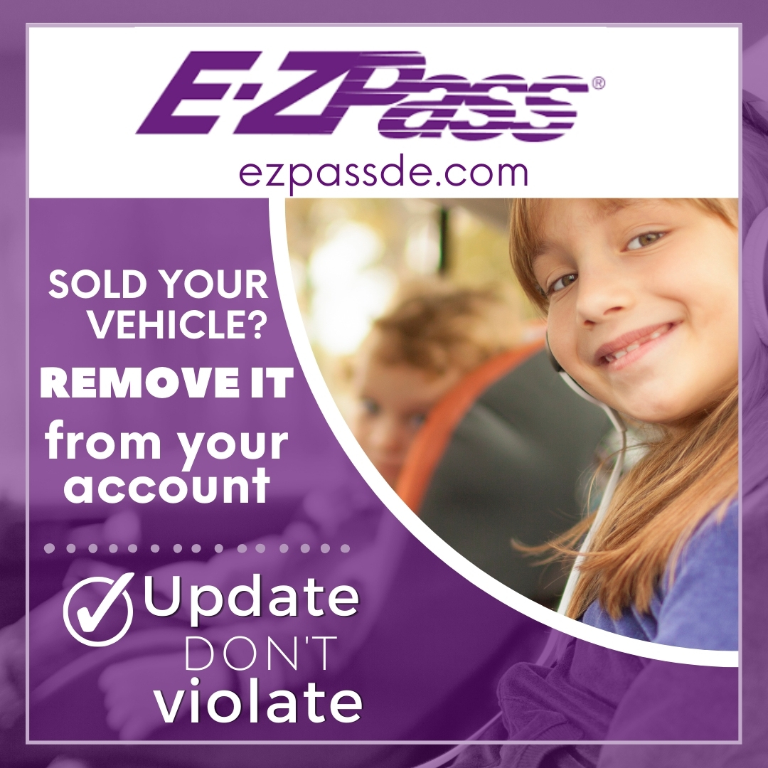 DelawareDMV's tweet photo. Just traded in your old vehicle? Nice!
Don't forget to remove it from your E-ZPass account. 🚙 Keeping the below info updated is one of the easiest ways to avoid unnecessary violations.
⚪Name
⚪Address
⚪License plate #
⚪Vehicle make, model, year, and color
#UpdateDontViolate https://t.co/qDMMJKM8YK