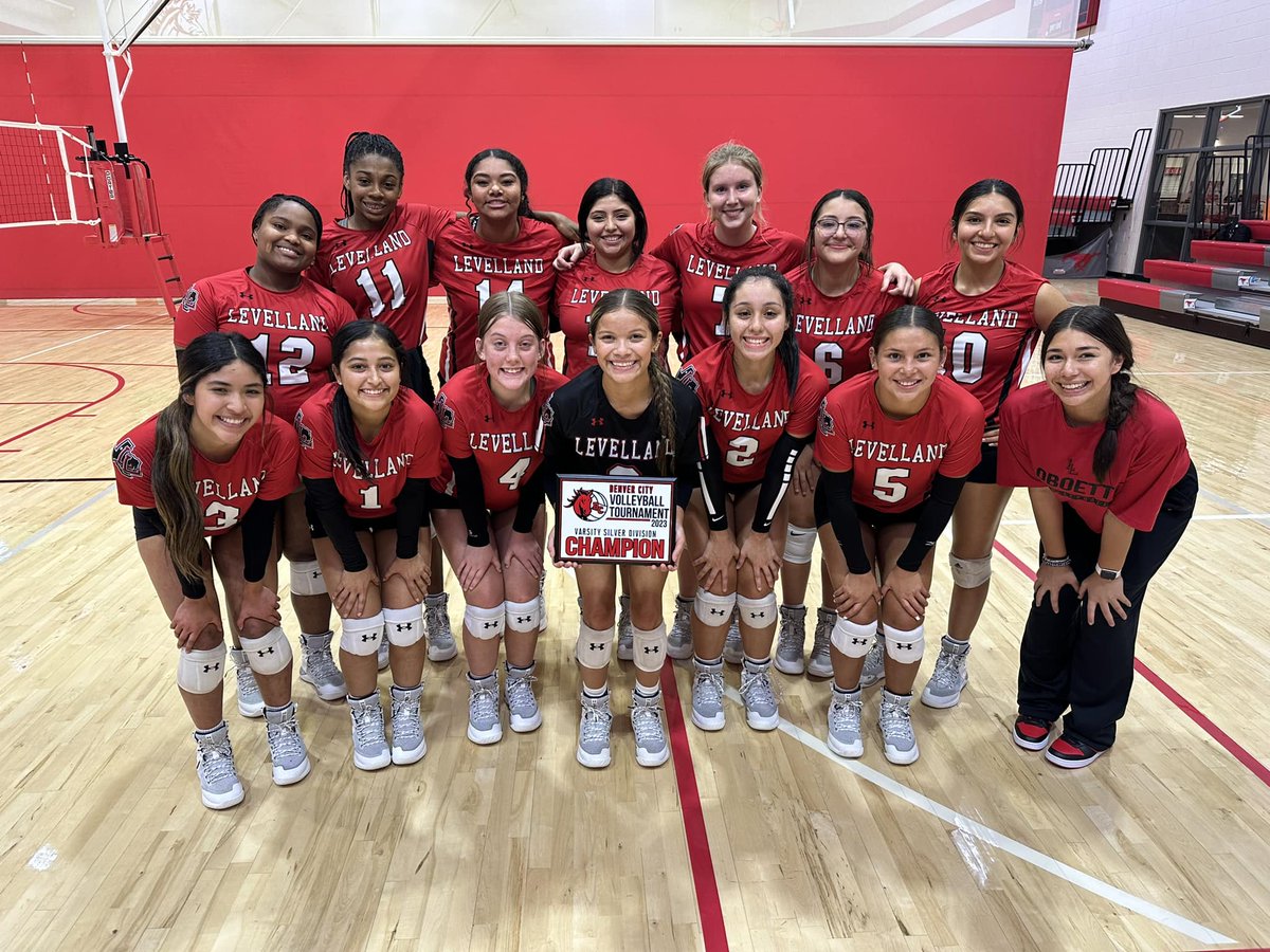 LevellandISD's tweet photo. LHS Volleyball Coach Gibson #ExpectsExcellence &amp; shares that our Loboettes were the Denver City Volleyball Tournament Silver Bracket Champs! Coach Gibson states, "These girls worked extremely hard to win this championship &amp; we are so proud of them!" Way to go girls! #LevellandISD https://t.co/qBoKERzKmJ