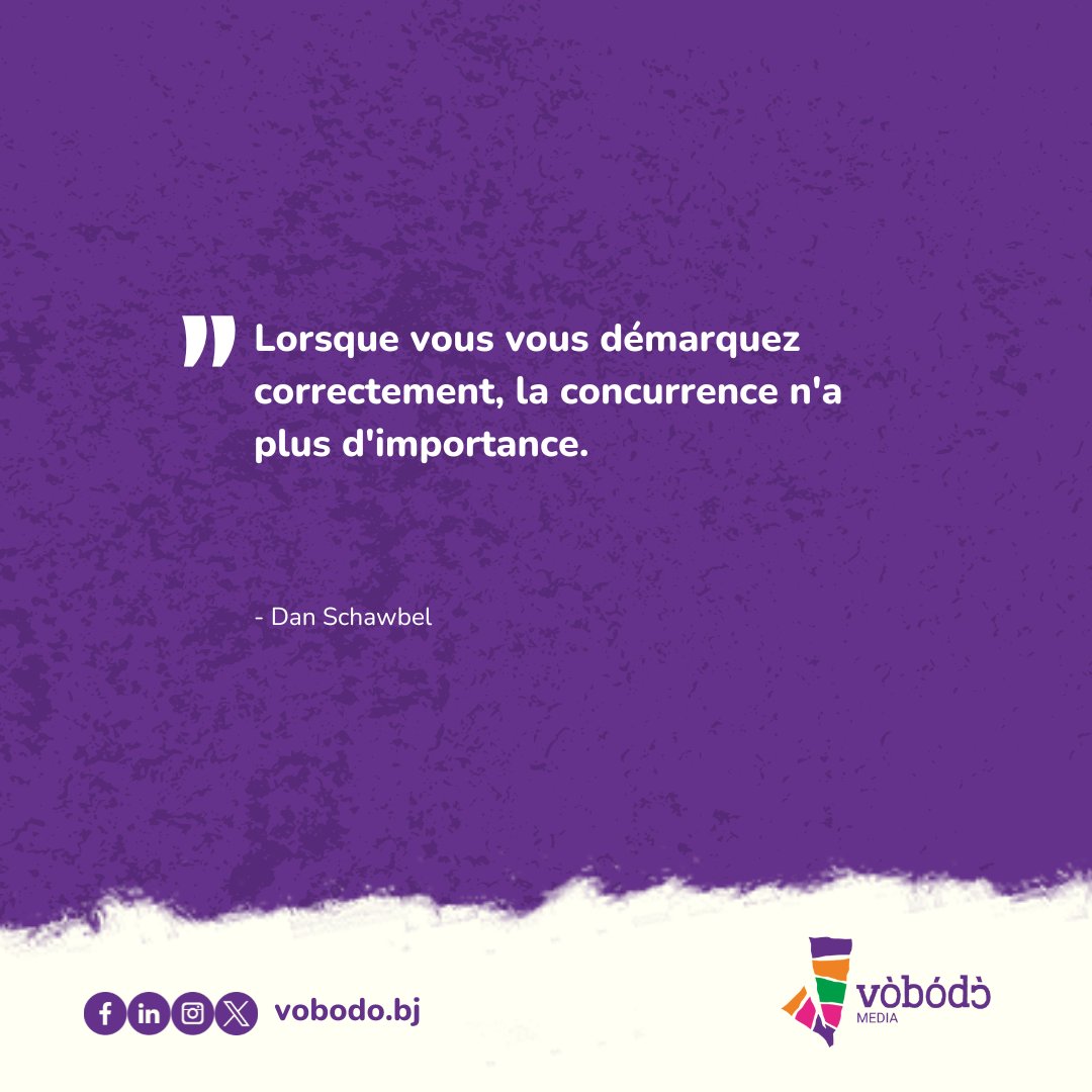 vobodomedia's tweet image. &quot;Lorsque vous vous démarquez correctement, la concurrence n&apos;a plus d&apos;importance&quot;.

C&apos;est sur cette pépite de Dan Schawbel que nous vous souhaitons un excellent début de semaine ! N&apos;oubliez pas d&apos;être unique. 💫

#MondayMotivation #Vòbóɖɔ #BlogDay