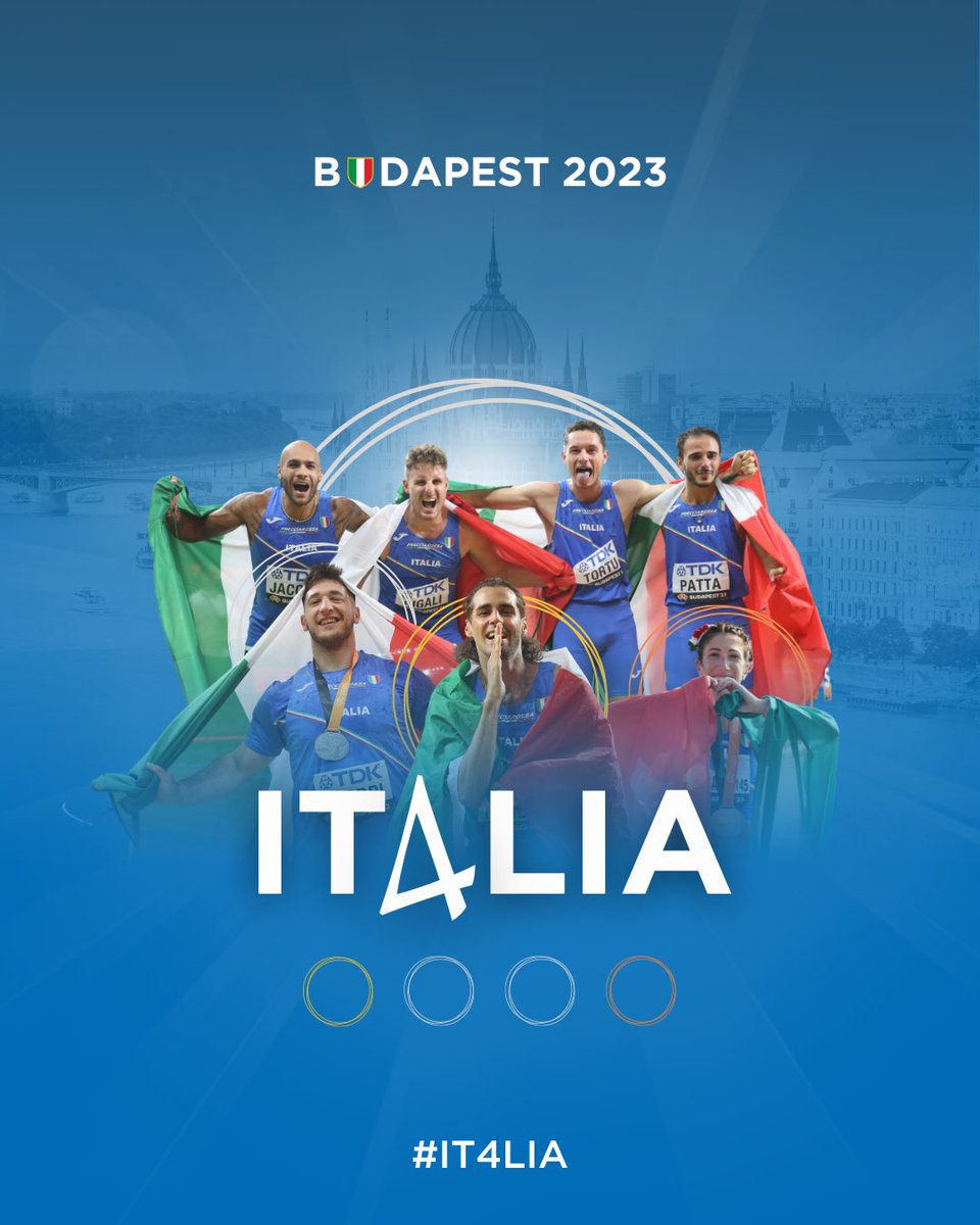 𝐈𝐓𝟒𝐋𝐈𝐀🇮🇹

🥇🥈🥈🥉

#Budapest2023 #IT4LIA