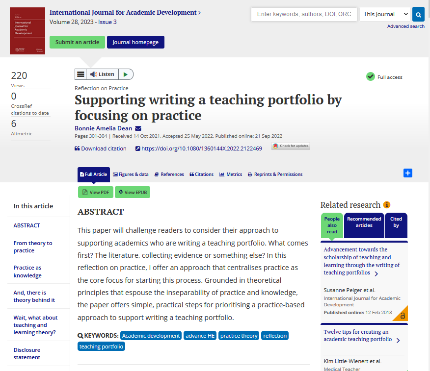 Do you support academics to write teaching portfolios? Are you writing a portfolio and don't know where to start?
Check out this practice-based approach:

Free copies ⬇️
tandfonline.com/eprint/FPJKNDN…