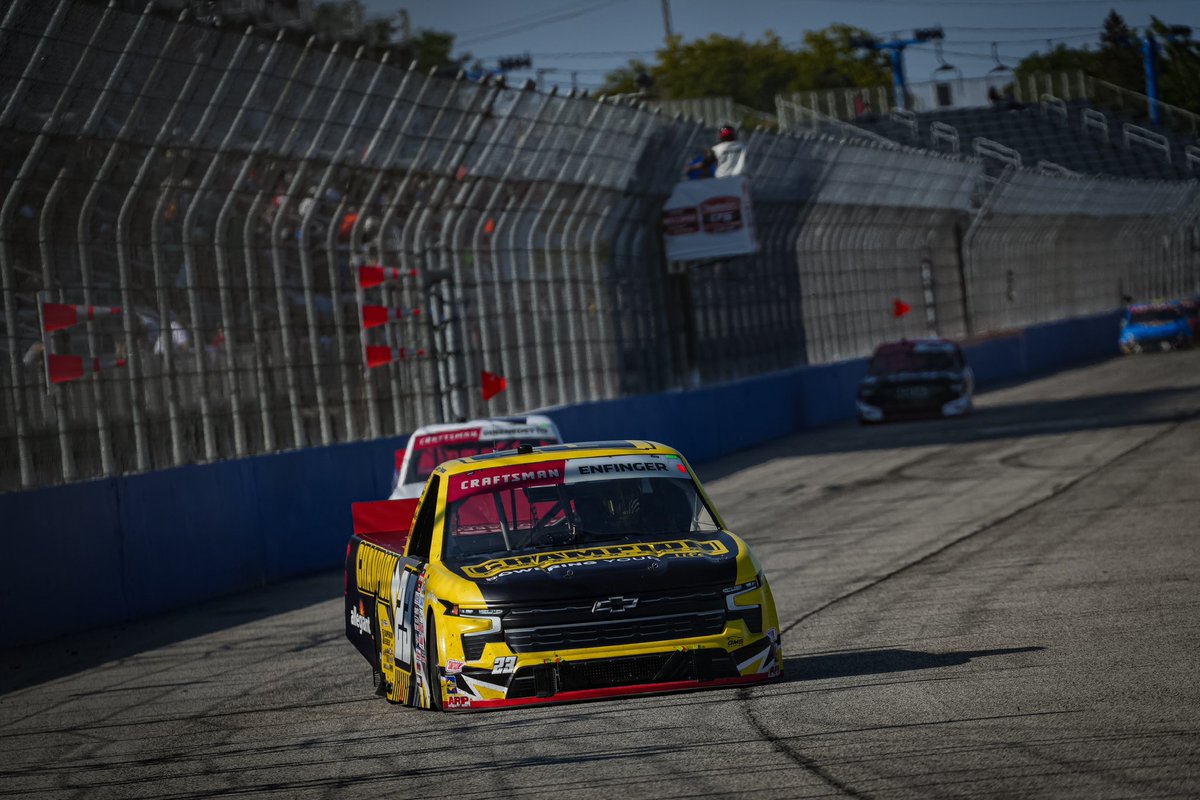 🏁 CHECKERED FLAG 🏁 It’s been an emotional week for all of us. This team has NOT let it phase them. We are NOT DONE YET! @GrantEnfinger WINS at @MKEmileNASCAR! #WeAreGMS | #NASCAR | #TeamChevy