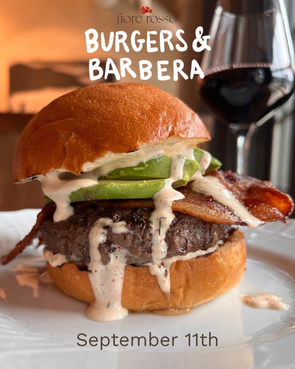 fiorerossophl's tweet photo. burgers ＆ barbera - september! 
monda𝘺 9/11

we heard today is national burger day… so we’re thinking about our next burgers &amp; barbera night! swipe to check out the september menu ➡️

click the link in our bio to reserve. every 2nd monday is burger day in our book! 🤩🍔 https://t.co/OlQpvs2h6Z