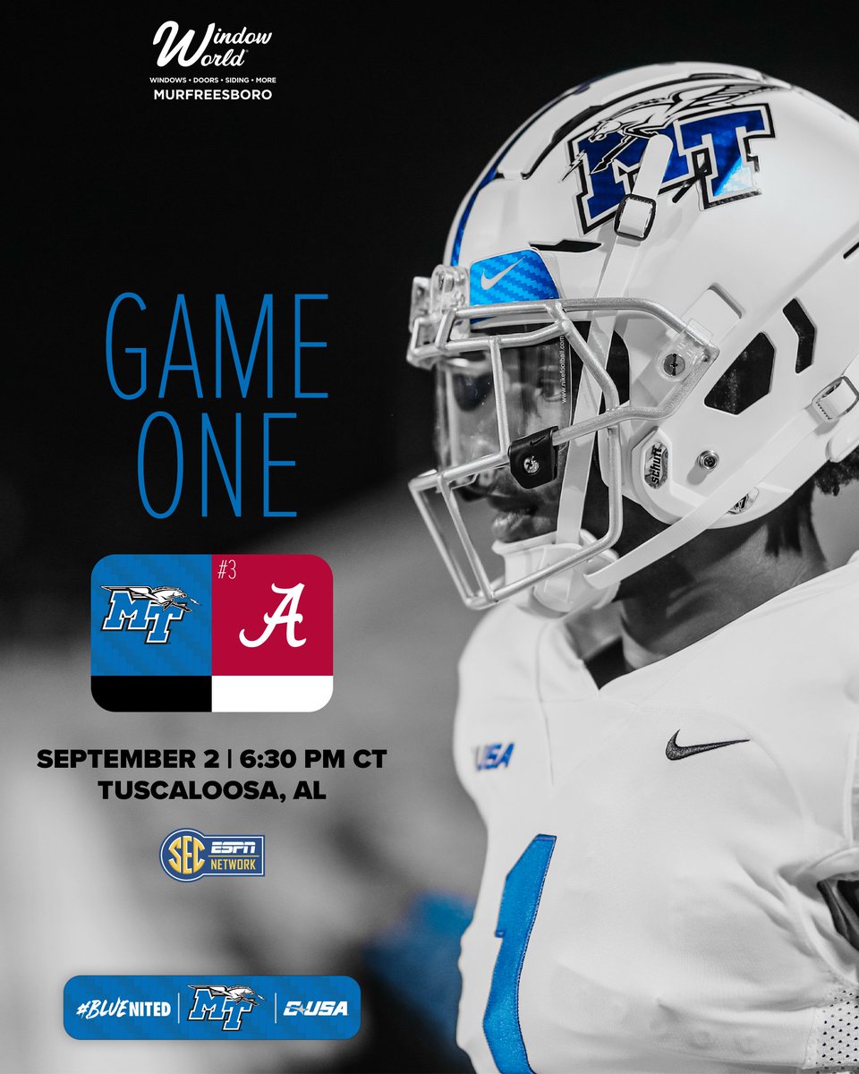We play football this week 🙌 🏈 at Alabama 🗓 Saturday at 6:30 PM CT 📺 SEC Network #BLUEnited | #EATT