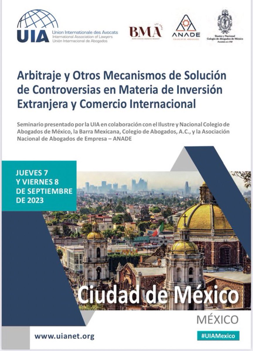 El 7 y 8 de septiembre tendremos en México un Seminario Internacional de la Unión Internacional de Abogados.

Informes e inscripciones en el siguiente link:

buff.ly/3KOoPwj