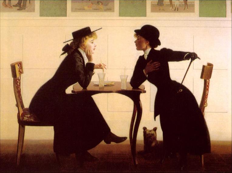 The Discussion, by American painter Harry Willson Watrous (1900). In private collection.