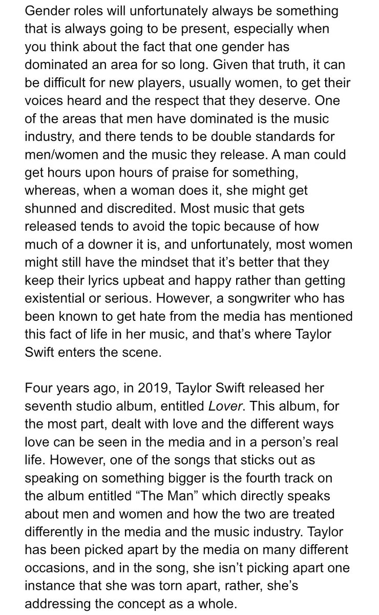 electriktch's tweet photo. happy late birthday, lover 🩷 here’s a little something i did for my class where i analyzed “the man” #4YearsOfLover @taylornation13 https://t.co/0fNihmgMtp