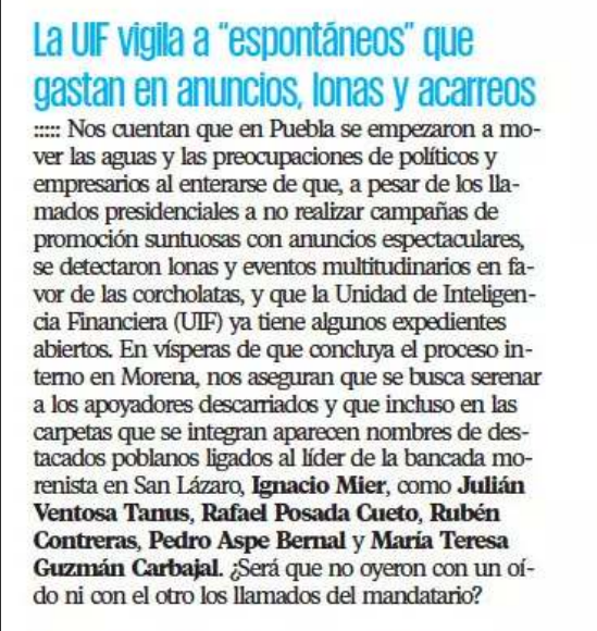 Alvaro_Rmz_V's tweet photo. #Puebla | En su edición nacional, @El_Universal_Mx, en su columna #BajoReserva, da cuenta de que hay expedientes abiertos en la Unidad de Inteligencia Financiera #UIF, en los que aparecen "destacados empresarios poblanos ligados a @NachoMierV".

El tema es por #Espectaculares. https://t.co/wAPgGnFXiR