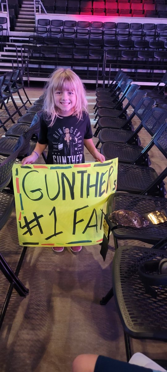 Istarii's tweet photo. She's just here to see her favorite, Gunther!!! @Gunther_AUT #RingGeneral #WWEHuntsville https://t.co/c0Ur3QiCTL