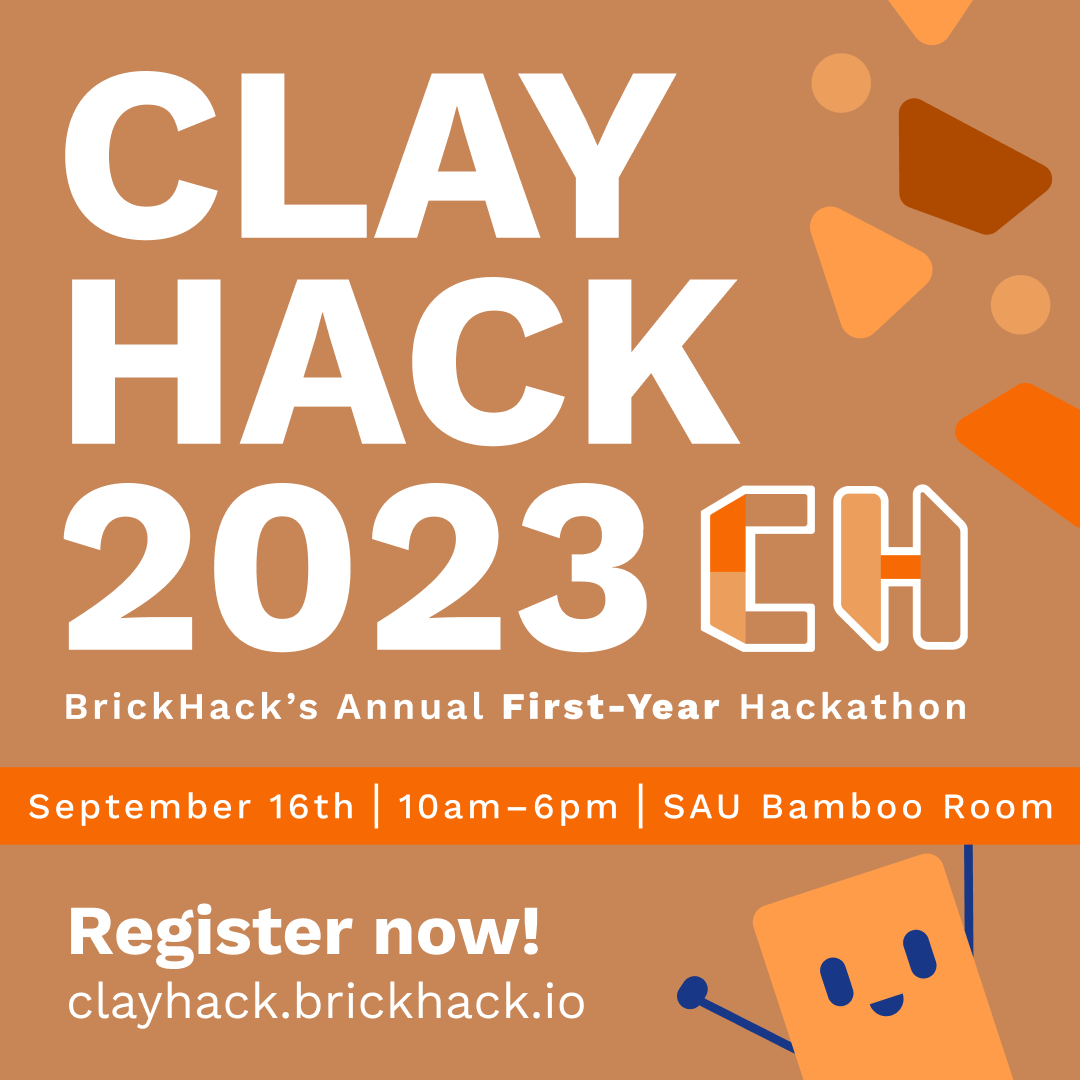 BrickHack (@brickhackrit) on Twitter photo Join RIT's premier hackathon for first-year undergraduate students, organized by the BrickHack Club. Register now at clayhack.brickhack.io 🧱✨ Join RIT's premier hackathon for first-year undergraduate students, organized by the BrickHack Club. Register now at clayhack.brickhack.io 🧱✨