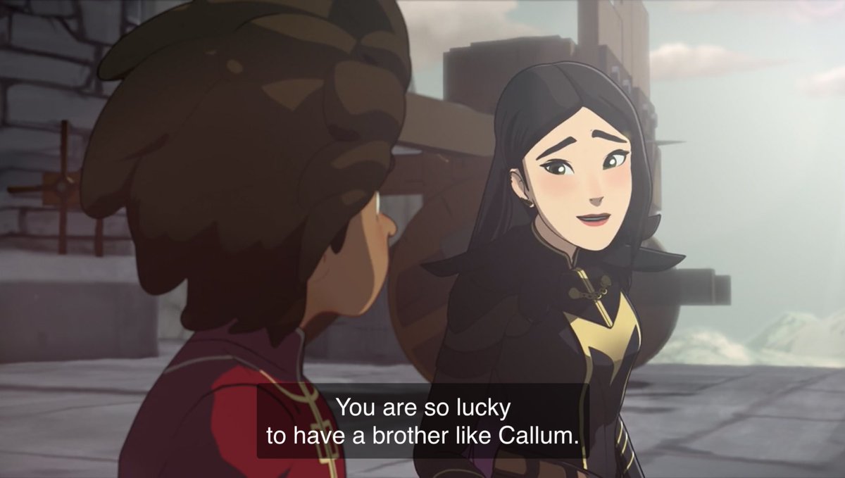 RaylaTDPMOA's tweet photo. Claudia is very right about one thing. Ezran is very lucky to have a brother like Callum because when Rayla came to kill Ezran , Callum claimed that he was Ezran so that Rayla might not hurt Ezran even if he knew that it could put his own life in danger.
#TheDragonPrince #8 https://t.co/qeDof7xLWS