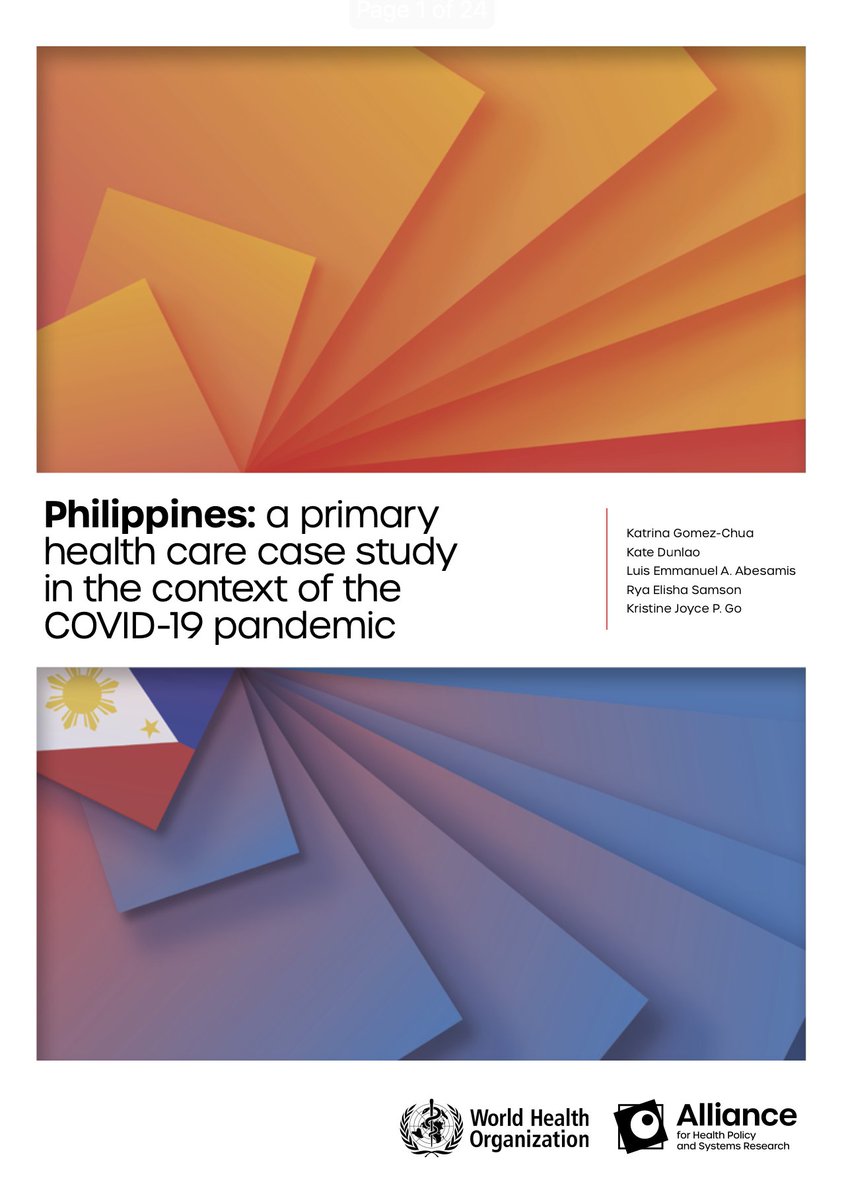 What a pleasant surprise!

The <a href="/WHO/">World Health Organization (WHO)</a> case study on PHC in the Philippines during the COVID-19 pandemic is finally out! Incredibly grateful to <a href="/AIHO_PH/">AIHO</a> for the opportunity to contribute to this project.☺️

Access the case study here: apps.who.int/iris/handle/10…