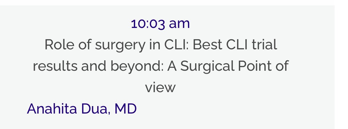 What’s the surgical role in CLI? Hear from <a href="/AnahitaDua/">Anahita Dua MD MS MBA FACS</a> herself about the BEST CLI trial results and more at the DallasPVD conference on Sept 9 at BSW The Heart Hospital in Plano, TX! Visit thefacet.org/conferences/de… for more info! Registration for fellows free! <a href="/Samsayfo/">Sameh Sayfo, MD, MBA, FSCAI, FACC</a> <a href="/ChadiDib/">Chadi Dib</a>