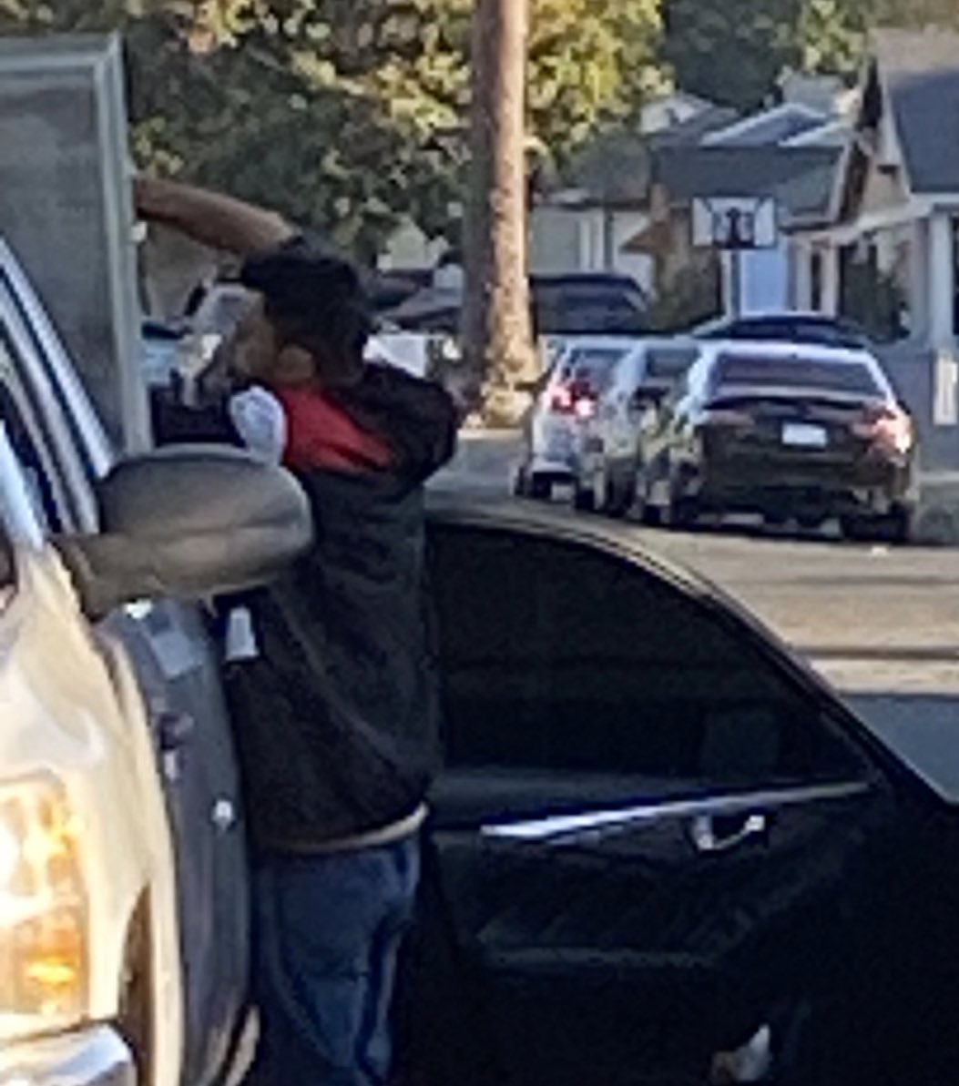 StanleyRoberts's tweet photo. This just in: The driver of this red Infinity stole tools from this truck, but it’s bigger than that. The owner of the truck suffered a serious medical emergency when hearing his tools were stolen. A resident preformed CPR until EMS arrived. How can we track this guy down and recover the tools.  @SolanoSheriff @VallejoPd