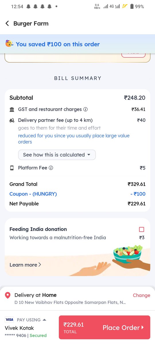Cold_Blood84835's tweet photo. Zomato is taking platform fees of Rs 5 without our concern this is a kind of fraud. Y do we have to pay these kinds of fees. Zomato is the worst kind of application giving only headaches and stress. I want a refund for that.
@zomatocare @zomato #Zomato #fraud #Foodies #foodlover https://t.co/zAZXXcOcgb