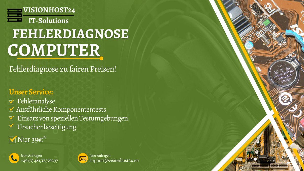 Visionhost24eu's tweet image. Ihr #Computer zeigt einen #Fehlercode und Sie wissen nicht weiter?
Unser Professionelles Serviceteam hilft Ihnen #schnell und #Kundenorientiert weiter.

Kontaktdaten:
📞 0481/12379297
📧 buchhaltung@visionhost24.eu
💻visionhost24.eu/kontakt-dienst…