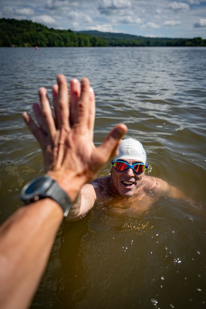 Reached the half-way mark on the #HudsonSwim2023 today. Tired? Yes. Sore? Even more. Ready to quit? Never.