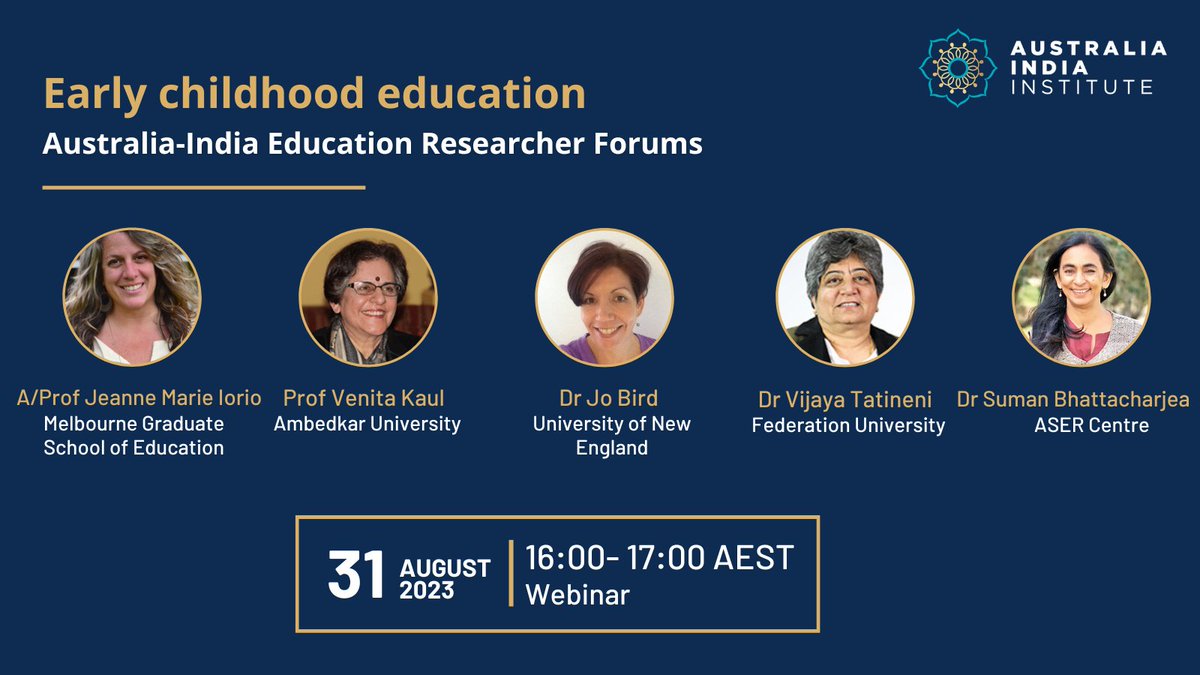 Join us for the second 🇦🇺🇮🇳 Education Researcher Forum focusing on early childhood education. Our webinar will feature insightful presentations by researchers, delving into innovative early childhood pedagogies that promote enriched learning experiences. 👉unimelb.zoom.us/webinar/regist…