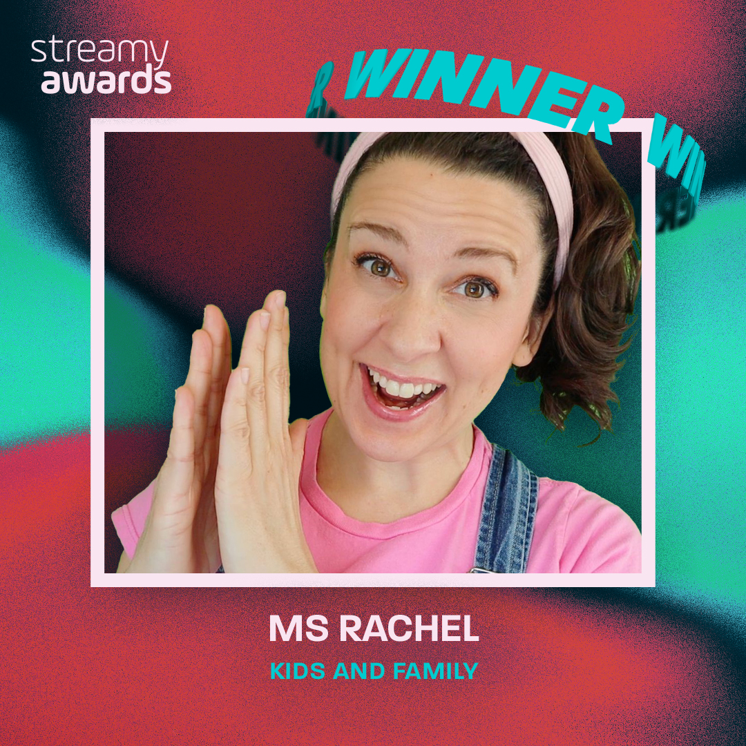 Streamy Awards (@streamys) on Twitter photo congrats to <a href="/msrachelforlitt/">Ms Rachel At Songs For Littles</a>! She won a #streamys for Kids and Family! 💛 congrats to <a href="/msrachelforlitt/">Ms Rachel At Songs For Littles</a>! She won a #streamys for Kids and Family! 💛