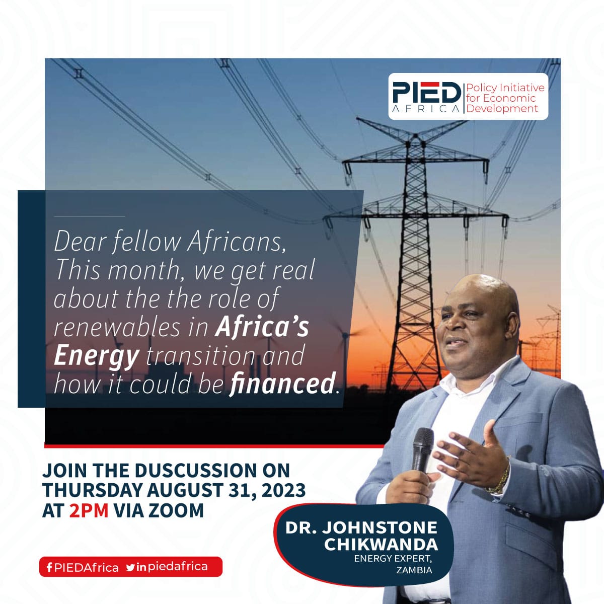 🔬 Meet Dr. Johnstone Chikwanda 🌍 Energy Trailblazer &amp; Visionary from Zambia to USA 🛢️ Join us at #AfricaWeWant for his groundbreaking insights shaping the future of energy. 🚀🔋 #EnergyInnovation #LeadershipJourney #AfricanUnion #AfCFTA #PIEDAfrica #Agenda2063