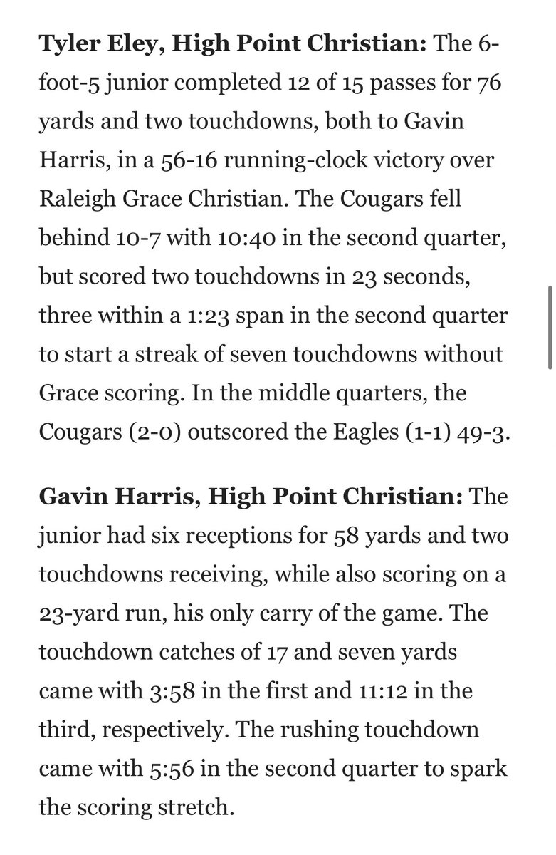 Gavin_Harris5's tweet photo. Great start to the season being 2-0! Let’s keep working! @HPCAFootball https://t.co/6m3Krz0orH