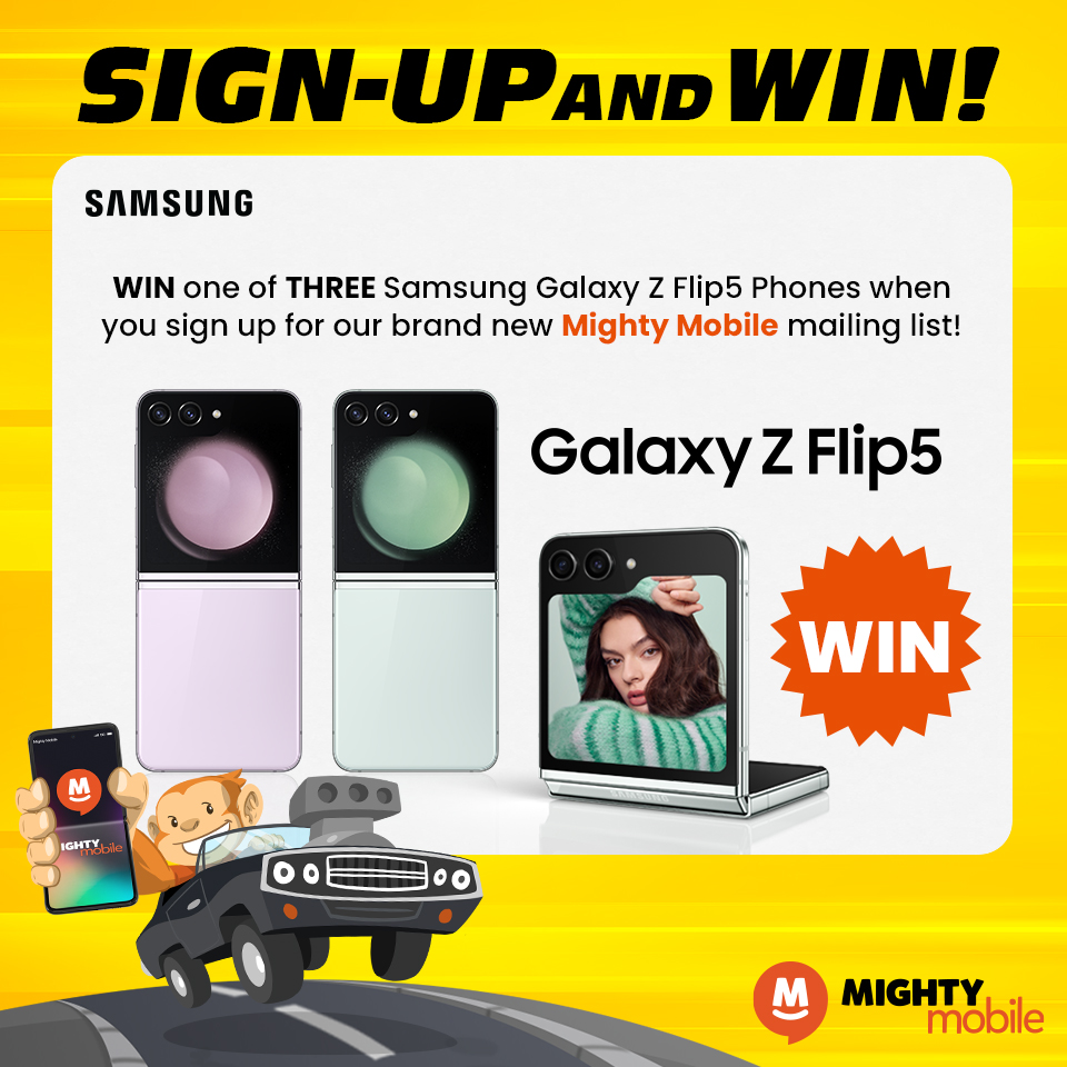 We're excited to introduce Mighty Mobile, NZ's first prepay plans with UNLIMITED data*! Mighty Mobile launches this Wednesday! mightymobile.co.nz

Sign up for our Mighty Mobile mailing list for the chance to win one of 3 Samsung Galaxy Flip5 phones mghty.pe/3Pc6bkj