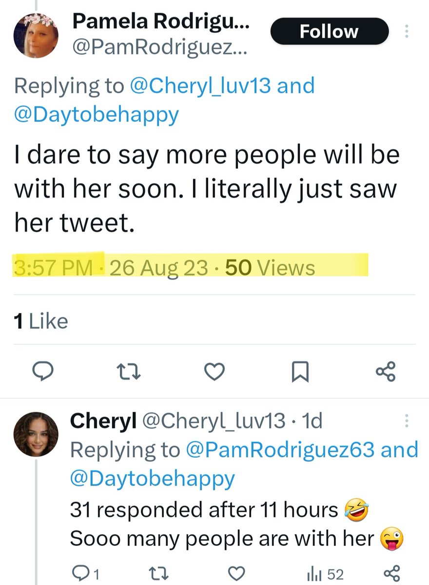 RiaTaylor000's tweet photo. @DebbieA45713260 @PamRodriguez63 @Daytobehappy @Cheryl_luv13 Let me help out, Debbie. 
The liar's first comment to Cheryl was at 3:57 which had nothing to do with her. 
Then the liar went on her page and made a 2nd post under her picture at 3:59.
Cheryl's first response to the liar was at 4:44. Pam can dish it but she can't take it https://t.co/LzLtweYiO0