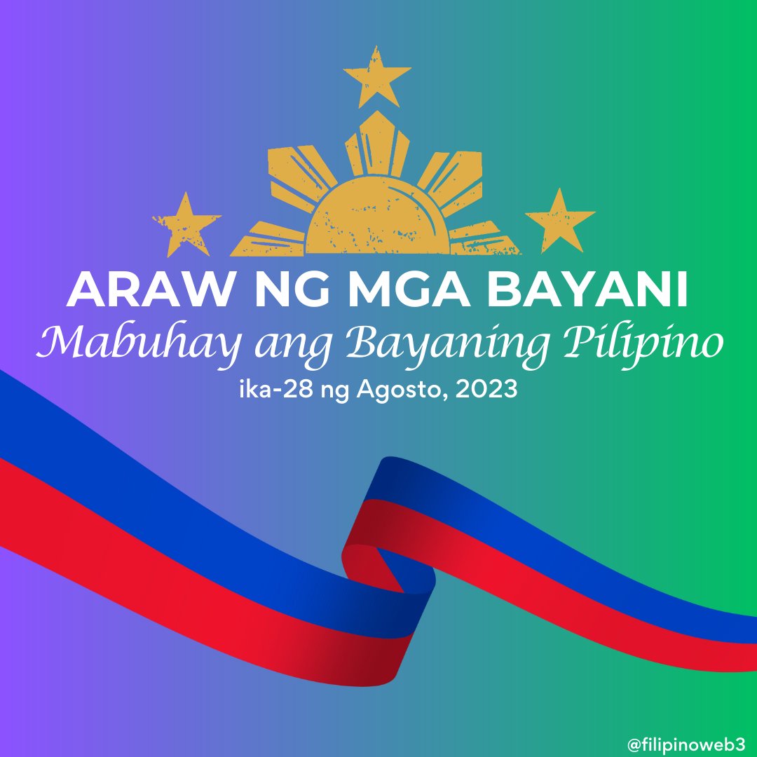 🎉Mapagpalayang Umaga #FilipinoWeb3

🫡Pagpupugay sa lahat ng Pilipinong patuloy na lumalaban para itaguyod and buhay!

🫡Isa kang Bayani!

🫡Mabuhay ka!

#ArawNgMgaBayani #Bayani #FilipinoWeb3