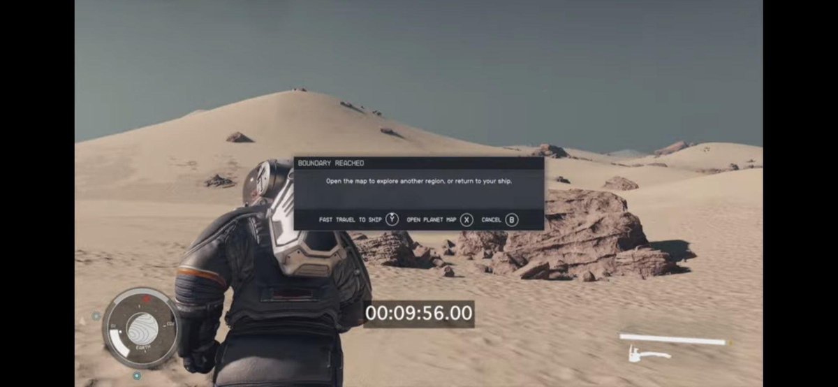 runainfo's tweet photo. You can sprint for about 10 minutes before hitting an invisible wall when visiting planets in Starfield. https://t.co/Ww9jw0LkpM