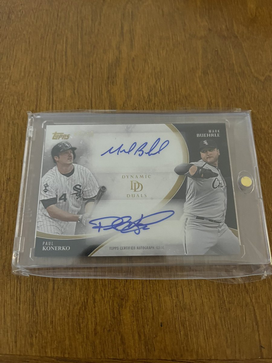 IUchiek's tweet photo. @Topps I wanna say thank you Topps for getting Mark Buerhle to sign. I have one of every regular single auto except for the mini auto released. One of the multi auto ones released. https://t.co/GA1a3ivXZl
