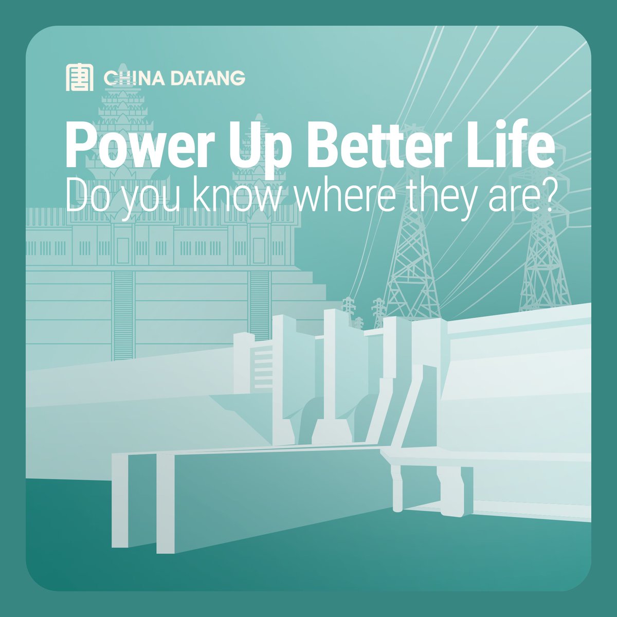 China_Datang's tweet photo. #PowerUpBetterLife Can you guess where the architecture in this photo is? It’s the world’s largest religious structure in a Southeast Asian country, where CDT built a hydropower station and a power transmission line to deliver light and warmth to millions of families. Stay tuned. https://t.co/jaOkP0Jjnm