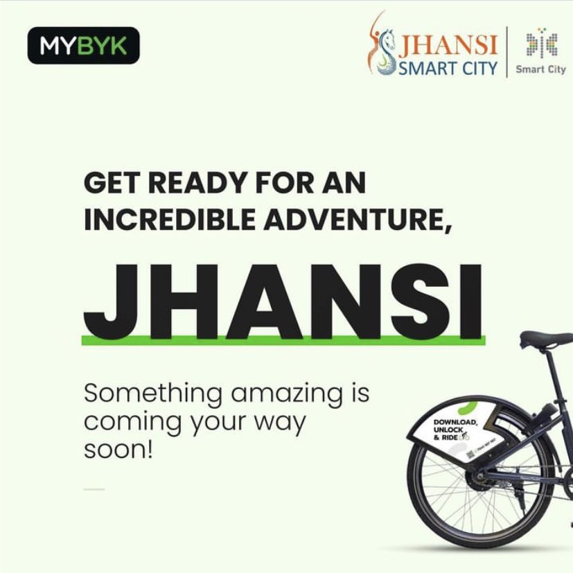 Ready to ride the #MYBYKElectric Jhansi? 

1 day to go….

#MYBYK #MakingCitiesLiveableAgain #MovePeopleNotCars #ParkTheCar #SustainableMobility #PublicTransport #MicroMobility