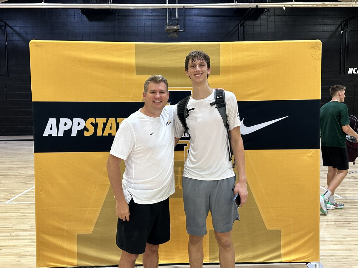 GetSusanGetSOLD's tweet photo. @jacksonmcvey_ at it again today! This time at Appalachian State University. Pictured with @CoachDKerns after a long day of drills and 🏀competition. #workingdaily #footer
#Classof2025 #1rankedCenterinGA #ESPN4star #29thCenterInNation
#4point2GPA #nike #EYBL #GaStars https://t.co/UVH7AuT0vi