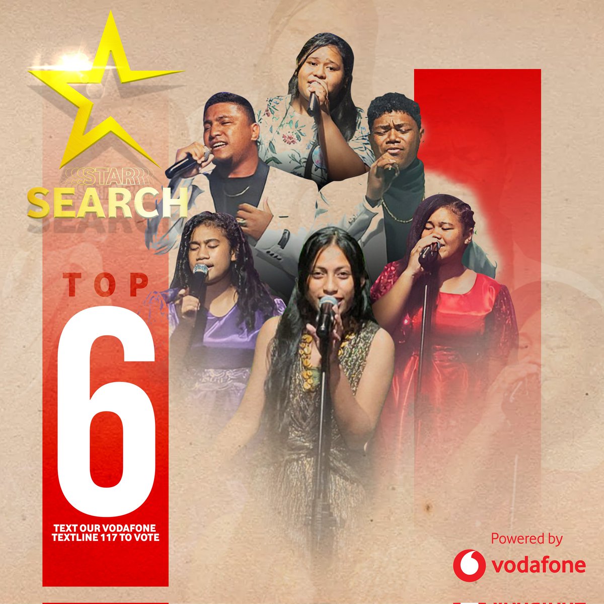 VodafoneSamoa's tweet photo. Cast your vote for the #StarSearch contestant you love the most!
Send 117 as a text from your Vodafone mobile📱
Each SMS costs $1. 💫

#VoteNow #SamoaStarSearch #TV1 #VodafoneSamoa https://t.co/b4YqKTUbGA