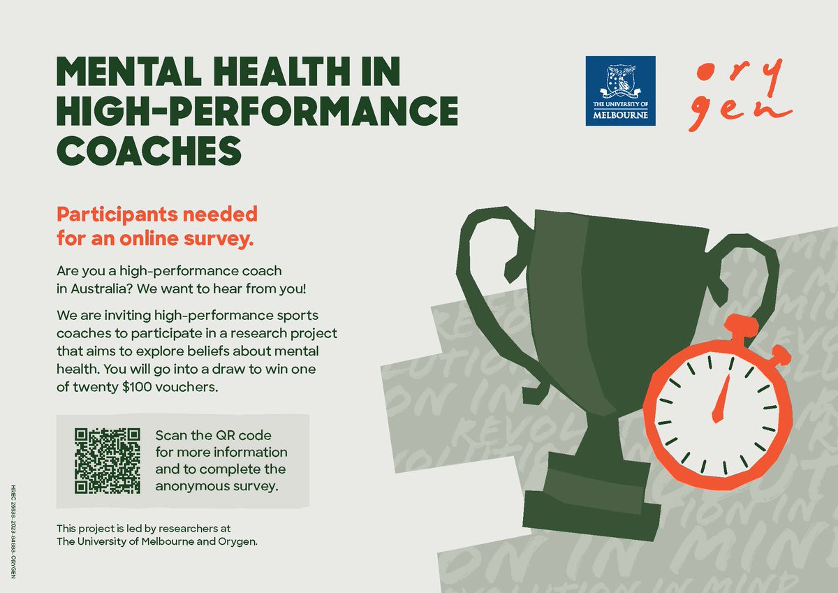 Brooke_Patterson (@knee_howells) on Twitter photo Valuable research from <a href="/JoshFrost77/">Josh Frost</a> and <a href="/orygen_aus/">Orygen</a>
Providing coaches a voice to better understand and support their #mentalhealth
Share / tag your <a href="/AFLCoaches/">AFLCoaches</a> <a href="/aflwomens/">AFL Women's</a> <a href="/WNBL/">WNBL</a> <a href="/NBL/">NBL</a> <a href="/theAIS/">Australian Institute of Sport</a> colleagues
melbourneuni.au1.qualtrics.com/jfe/form/SV_bs… Valuable research from <a href="/JoshFrost77/">Josh Frost</a> and <a href="/orygen_aus/">Orygen</a>
Providing coaches a voice to better understand and support their #mentalhealth
Share / tag your <a href="/AFLCoaches/">AFLCoaches</a> <a href="/aflwomens/">AFL Women's</a> <a href="/WNBL/">WNBL</a> <a href="/NBL/">NBL</a> <a href="/theAIS/">Australian Institute of Sport</a> colleagues
melbourneuni.au1.qualtrics.com/jfe/form/SV_bs…