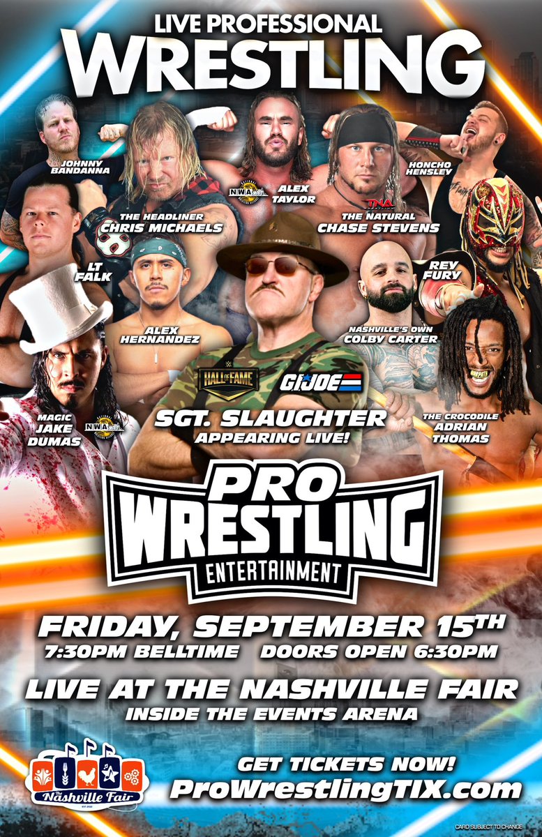 ProWrestlingEnt's tweet image. Get tickets NOW!!!

ProWrestlingTIX.com

Featuring live appearance by @_SgtSlaughter