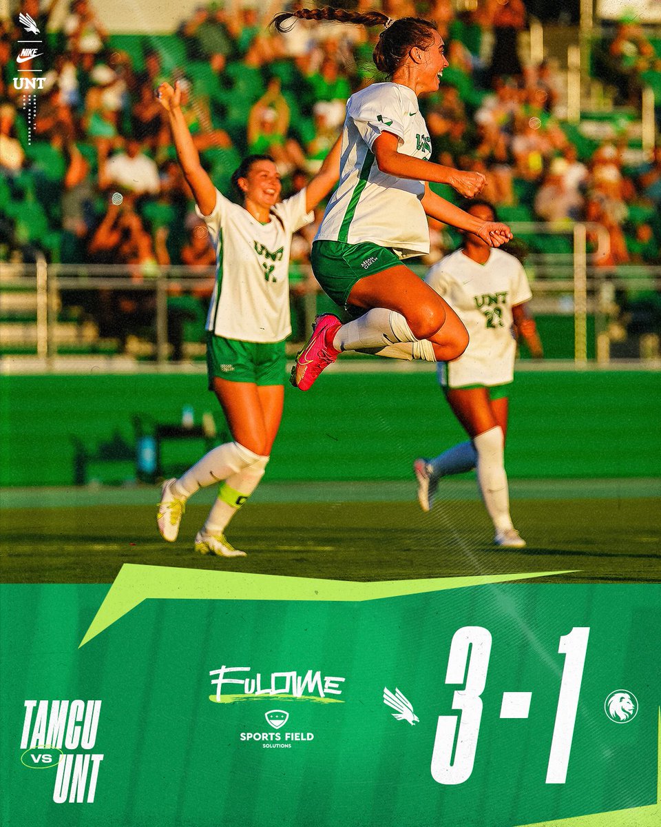 🟢LIGHT THE TOWER🟢

Your Mean Green improve to 4-0 on the year with a 3-1 home win over Texas A&amp;M - Commerce!

Goals by Jenna, Avery and Kat.
#GMG