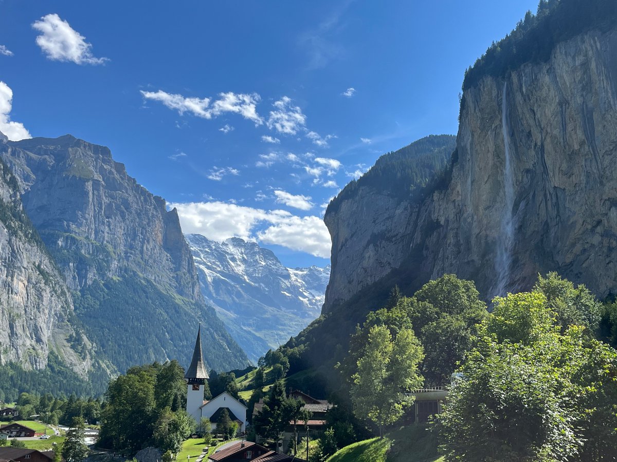 QuintonHuffman's tweet photo. @SMB_Attorney Don’t go. Your dream job will enable you to travel for the rest of your life. I was in Lauterbrunnen, Switzerland a couple weeks ago (2nd time being there). It’s expensive there, it’s more fun if you are employed. Here’s my photo. https://t.co/e2o475b8Yu