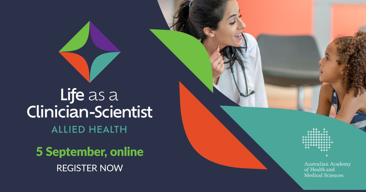 Australian Academy of Health and Medical Sciences (@aahms_health) on Twitter photo Join us on 5 September, 4-5.30pm, for Life as a Clinician-Scientist Allied Health. Chaired by AAHMS Fellow <a href="/Kathy_Refshauge/">Kathryn Refshauge YES23</a> , this free online event will feature national experts across a range of fields + opportunities for Q&A. Sign-up now: bit.ly/3qsDOF4 Join us on 5 September, 4-5.30pm, for Life as a Clinician-Scientist Allied Health. Chaired by AAHMS Fellow <a href="/Kathy_Refshauge/">Kathryn Refshauge YES23</a> , this free online event will feature national experts across a range of fields + opportunities for Q&A. Sign-up now: bit.ly/3qsDOF4